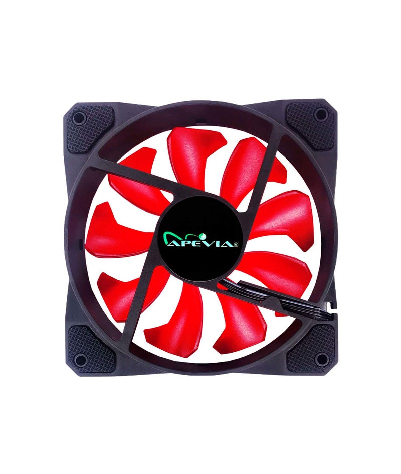APEVIA CO312L-RD Cosmos 120mm Red LED Ultra Silent Case Fan w/ 16 LEDs & Anti-Vibration Rubber Pads (3 Pk) - Image 4